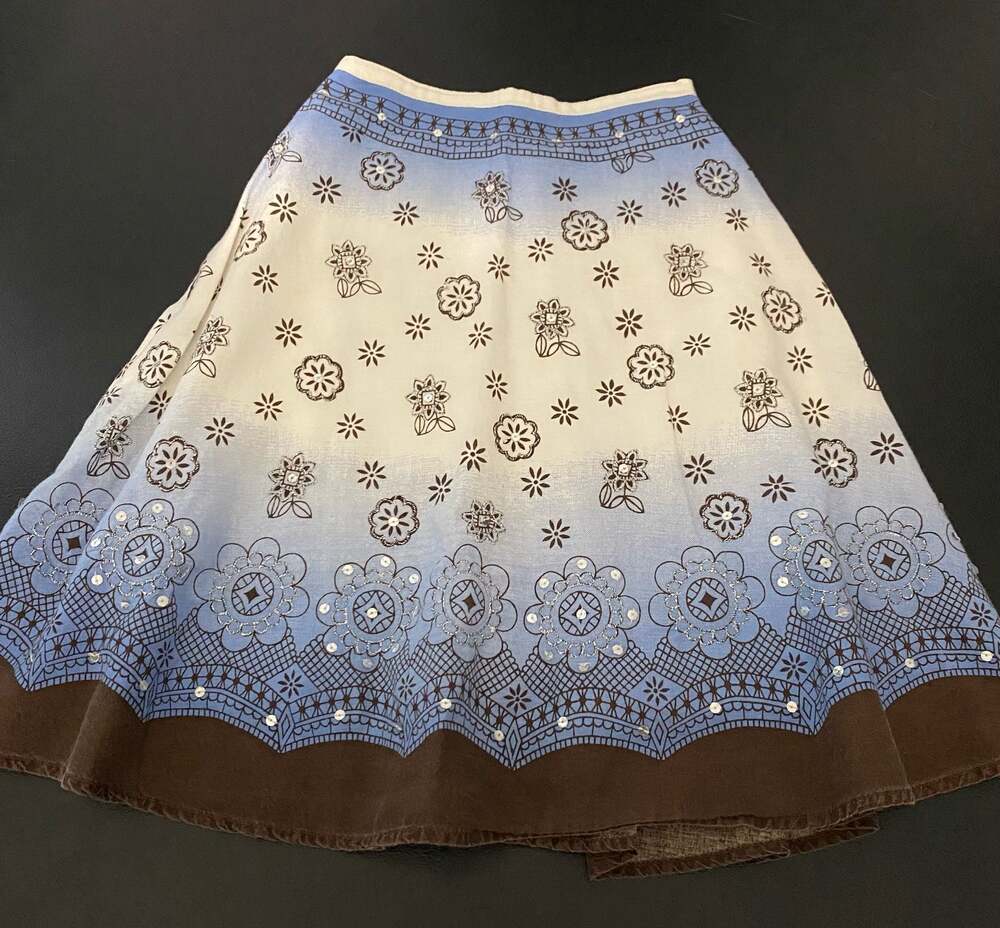 Eyeshadow Girls Floral Ombre Sequin Embellished Cotton Boho Skirt Size 4